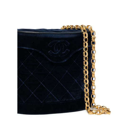 Rare Navy Velvet Crossbody Binocular Bag - Picture 3 of 8